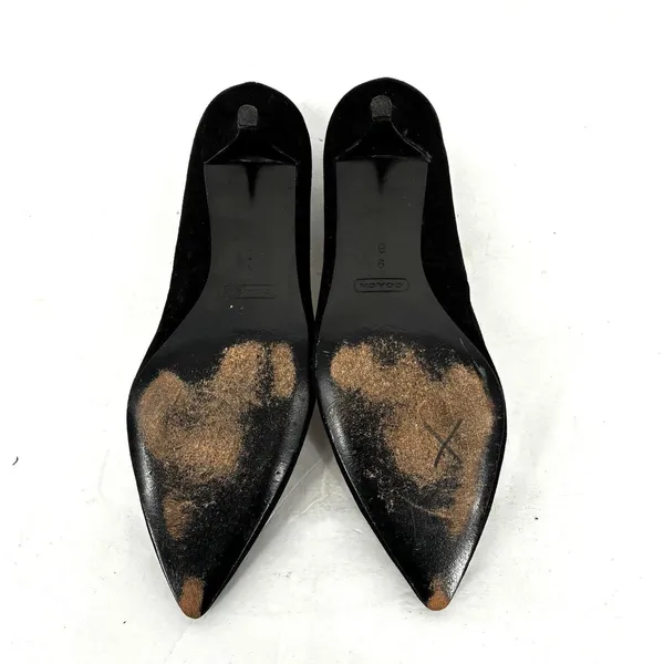 Coach Monroe Black Suede Kitten Heels Crystal Bow Pumps Women's Size 9 - Image 7