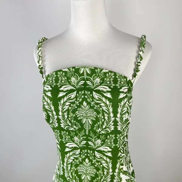 NWOT Farm Rio Floral Delicate Tapestry Linen Drop-Waist Midi Dress Size XL Green - Image 8