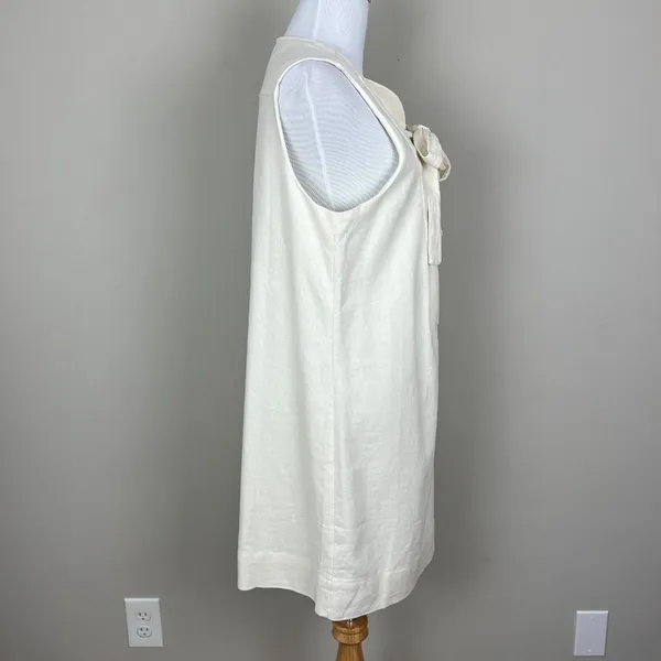 Hyacinth House Tuckernuck‎ Mini Dress Womens Medium Ivory Linen Cotton Lace Up M - Image 5