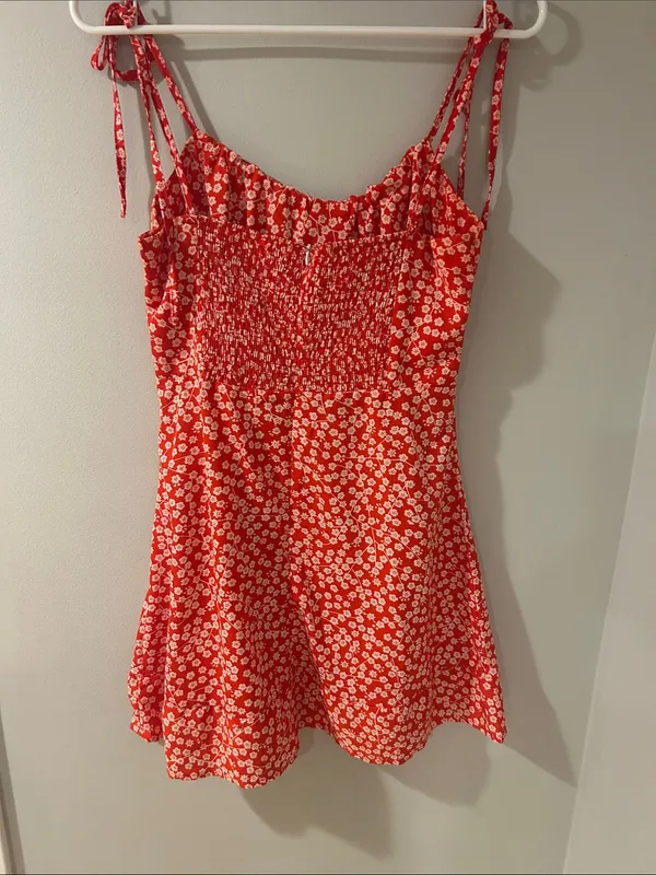 SHEIN Red Mini Floral Tie-Shoulder Sundress - Image 2