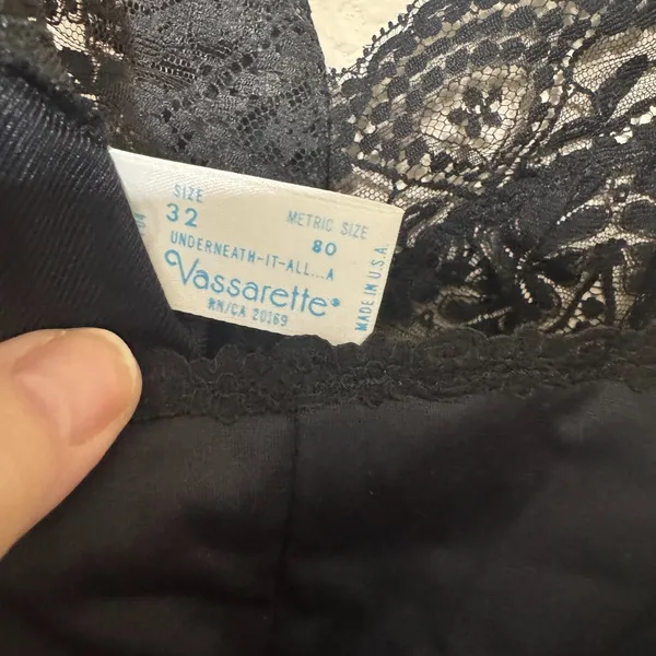 VTG 90s Y2K Black Nylon Camisole Lace trim sz‎ 32/S Vassarette USA fairy cami - Image 4