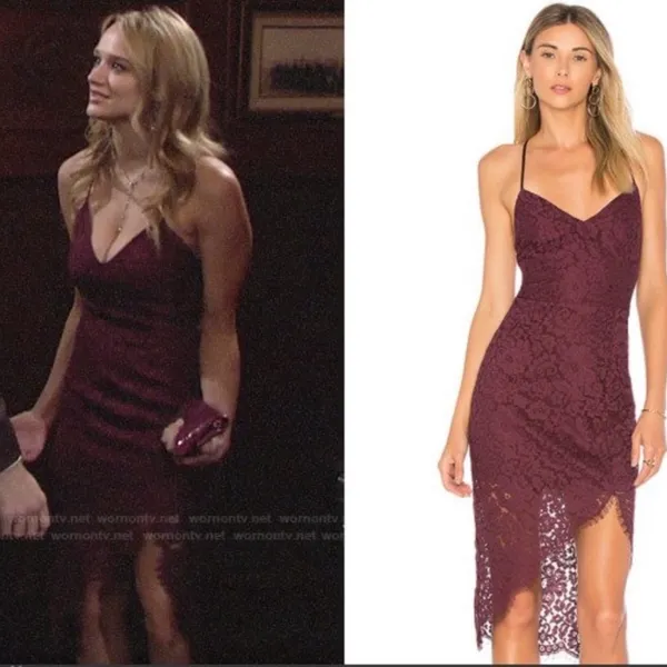 Lovers +‎ Friends Burgundy Lace Strappy Back Midi Dress Skylight Dress Size S - Image 3