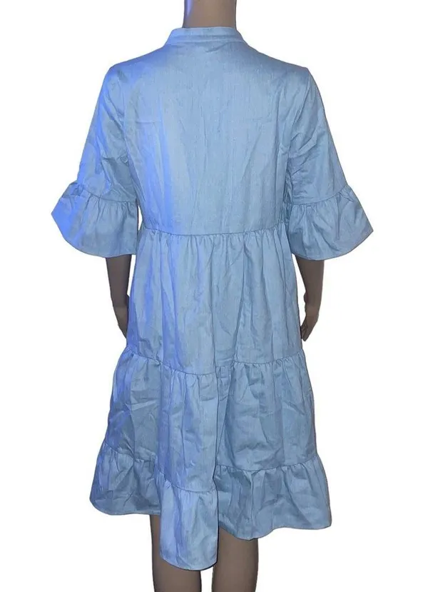 Buttoned front tiered mini dress - Image 5