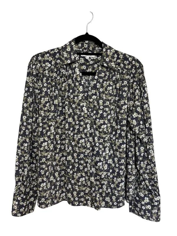 Madewell Easy Long-Sleeve Popover Shirt in Dark Pavement Floral - Size M - Image 3