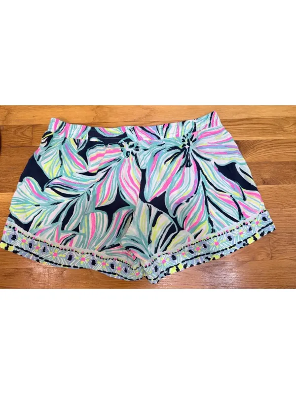 Lilly Pulitzer Shorts Katia High Tide Dancing Lady Flowy Lounge Lg - Image 6