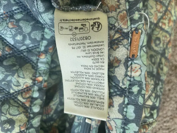 Free People Mini Skirt Quilted Darla Sz X-Small baby blue Floral Pockets Boho cottage core - Image 11
