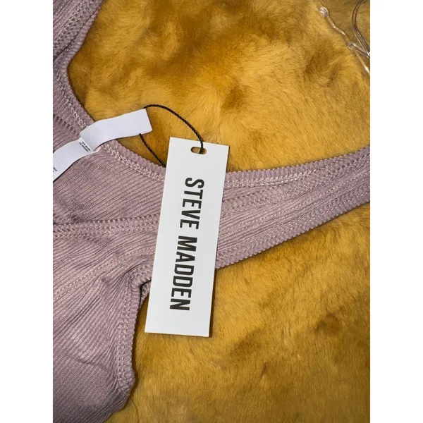Steve Madden Ribbed Bralette Lounge Activewear Top,‎ Bark, Size M, NWT - Image 3
