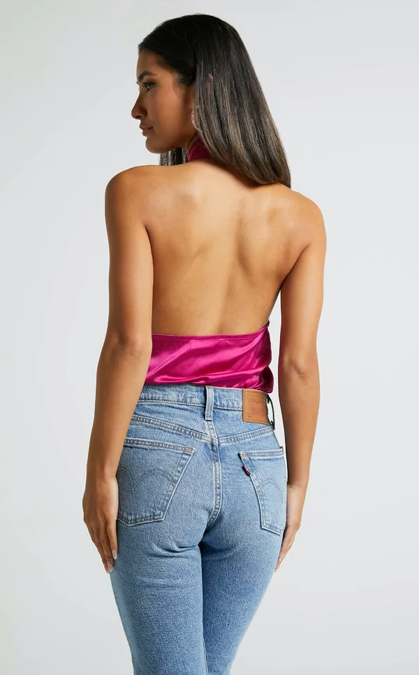 Showpo Pink Silk Halter Top - Image 3