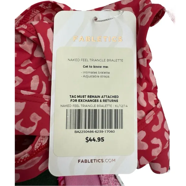 Fabletics Naked Feel Triangle Bralette Size XL Haute Red Leopard Kiss NWT - Image 9