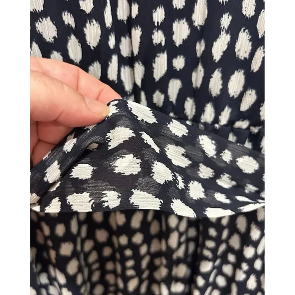 MSK Navy Blue White Abstract Polka Dot Sleeveless Chiffon Midi Dress Size‎ 14 - Image 7