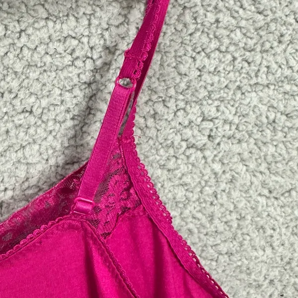 Elle Pink Lace Trim Tank Top Cami Spaghetti‎ Straps Boho Y2K Womens Large Glam - Image 5