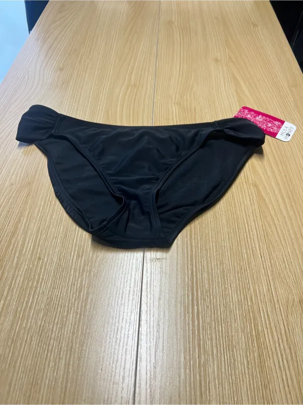 Hula Honey Malibu Black Ruched Side-Tab Hipster Bikini Bottom Size L - Image 2