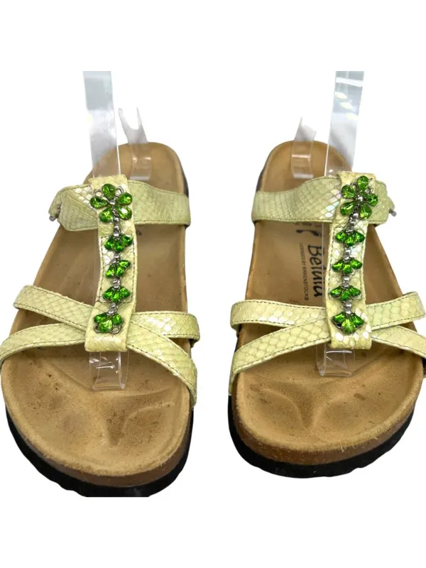 Betula x Birkenstock Iridescent Green Jewel Accents Snake Embossed Strap Size 8 - Image 9