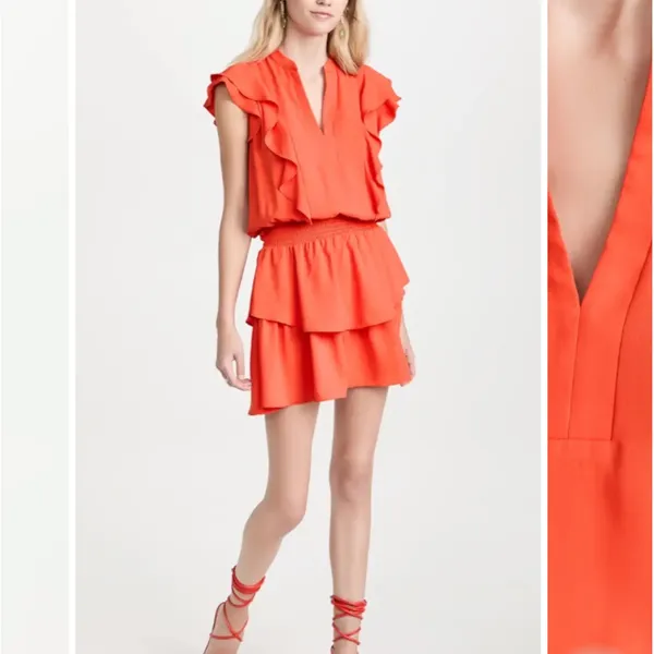 Revolve Amanda uprichard Baretta mini Dress v neck ruffle size small - Image 8