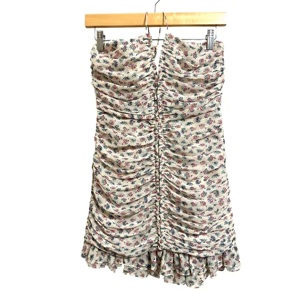 Zara women's beige floral ruched mini‎ halter dress size XS - Image 2