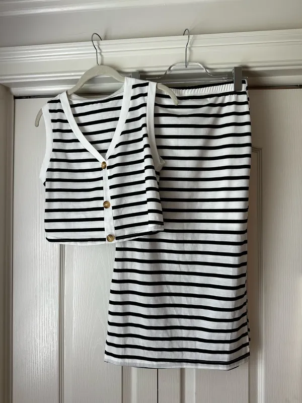 Black and white striped skirt set Multiple - Image 3