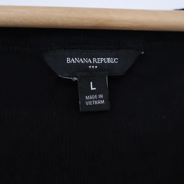 Banana Republic Top Womens L Scoop Neck Black Ribbed Cap Sleeve Excellent - Image 3