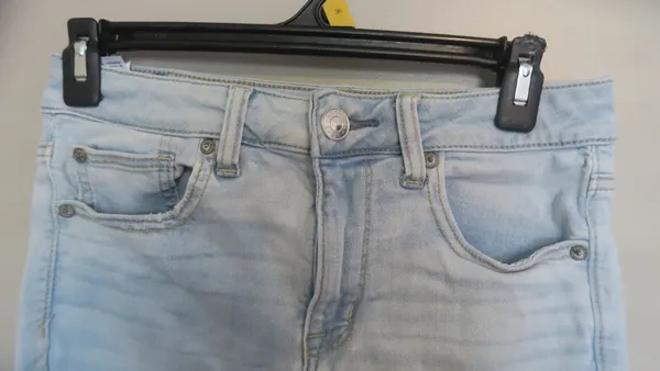 American Eagle Outfitters next level stretch hi-rise shortie jeans in light wash blue size 6. - Image 2