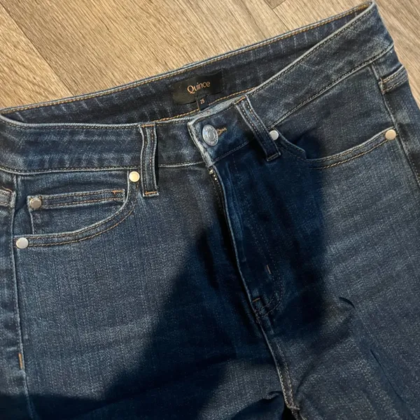 Quince Stretch High Rise Kick Flare Jeans Dark Wash size‎ 25 - Image 9