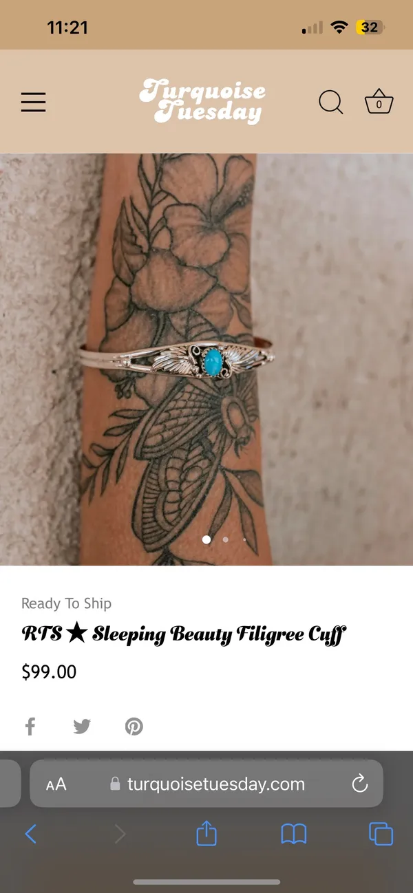 Turquoise Tuesday Sleeping Beauty Filigree Cuff - Image 5