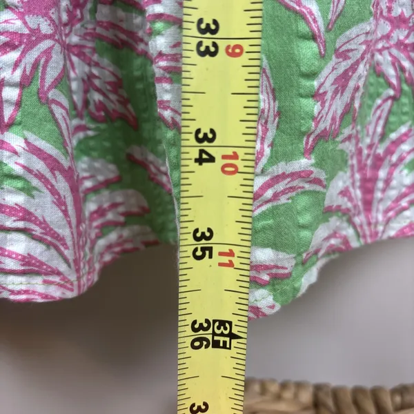 Crown Ivy Dress Sz‎ S Pineapple Green Cottage Tiered Tropical Puff Short - Image 10