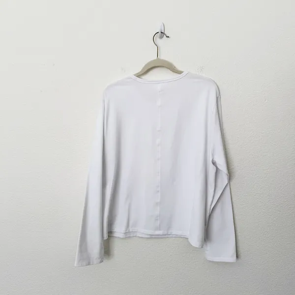 [Athleta] Bright White Supima Cotton Crew Neck Long Sleeve Essential Top Size XL - Image 4