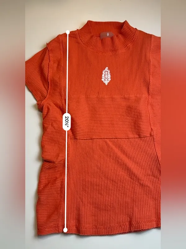Free People Movement Ribbed Athletic Top Orange Stretch Short Sleeve Size‎ M - Image 6