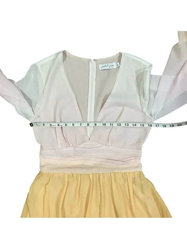 Petal + Pup Ombre Ruffle Tiered Long Sleeve Deep V-Neck Dress Orange Size Medium - Image 9