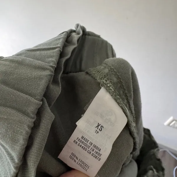 Aerie High Waist Pull On Elastic Waist Shorts Army Green Front Tie Detail‎ - Image 7