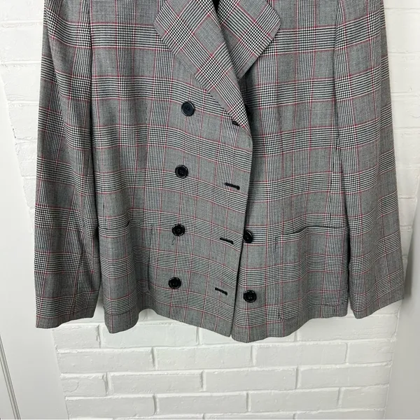 Vintage Jones New York Plaid Herringbone Houndstooth Double Breasted Blazer - Image 5