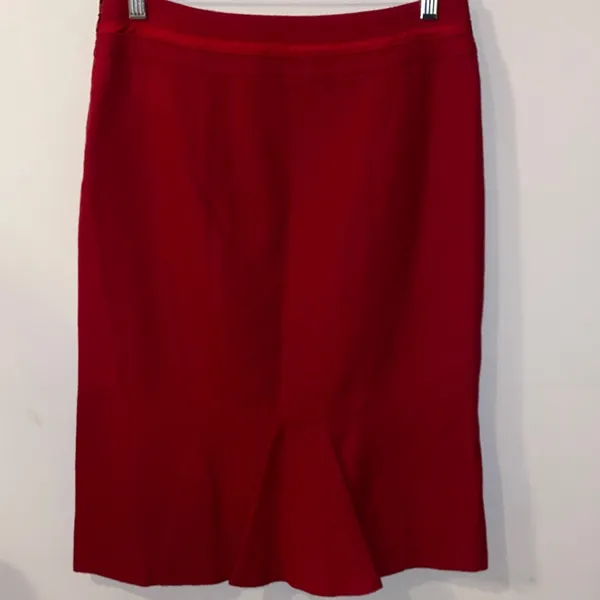White House Black Market Vibrant Red Wool Blend Pencil Skirt Size 6 Like New - Image 3
