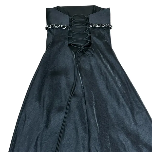 Vintage Cache Strapless Beaded Asymmetric Prom Dress Lace Up Back Evening Party - Image 9