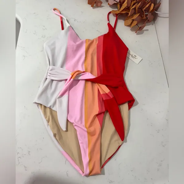 Colorful Striped Women Swim One Piece - Image 3