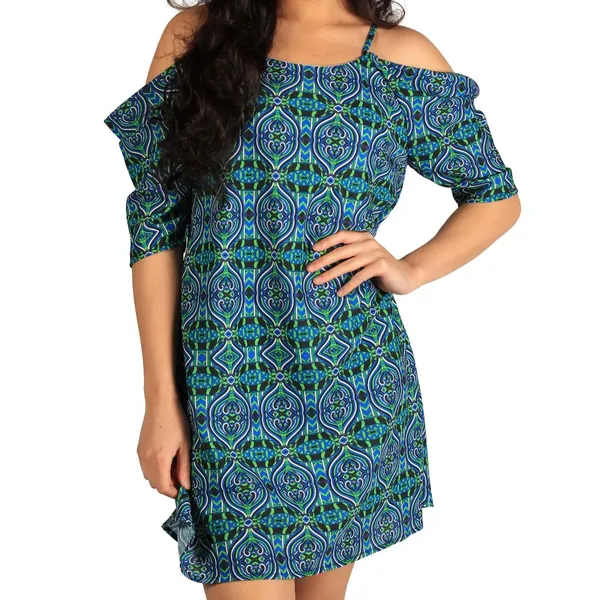 NWT Blissfully Brand Lipa Cold Shoulder Mini Dress Boho Resort‎ Summer Vacation - Image 2
