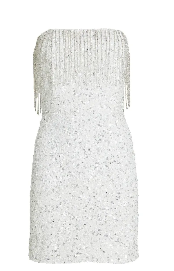 Retrofête NWT CASSANDRA SEQUIN FRINGE White DRESS - Image 8