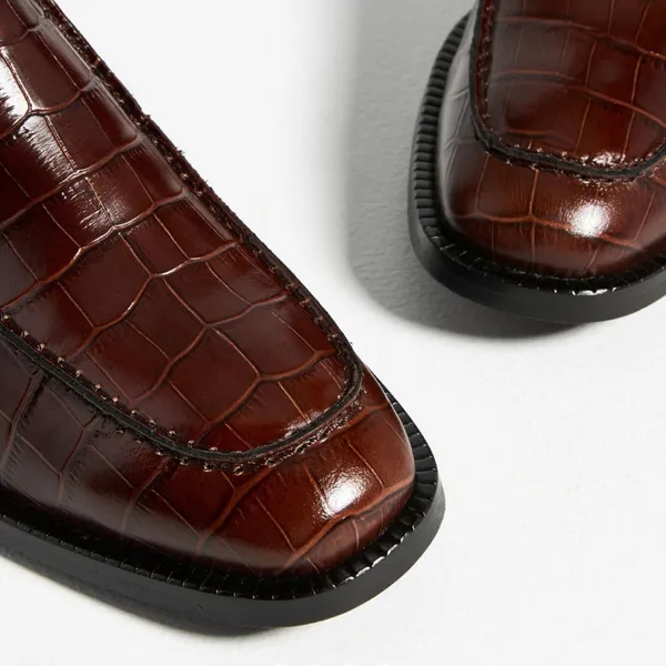 Anthropologie Pilcro & The Letterpress Chelsea Croc Chocoolate Brown Boots - Image 4