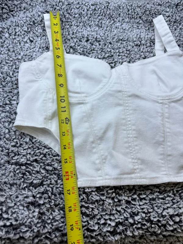 Y2K Zara Structured White Denim Bustier Corset Top Crop Camisole in XXL #corsettop - Image 4