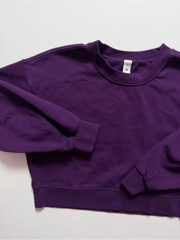 Lululemon Perfectly Oversized Cropped Crew *French Terry, Purple, Size 6 - Image 4