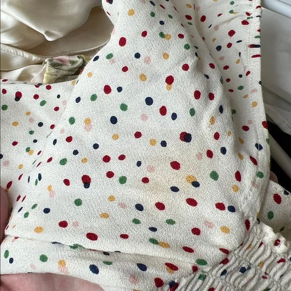 Reformation Kemmy Cream Polka Dot Top Size 0 - Image 3