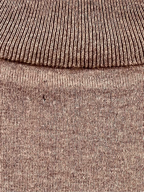 Shore Cotton Cashmere Light Brown Ribbed Mock Neck Knit Sweater - Size Medium - Image 10