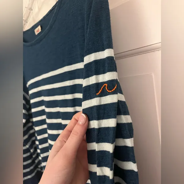 Faherty Boatneck Jersey Top Navy/White Small - Image 4