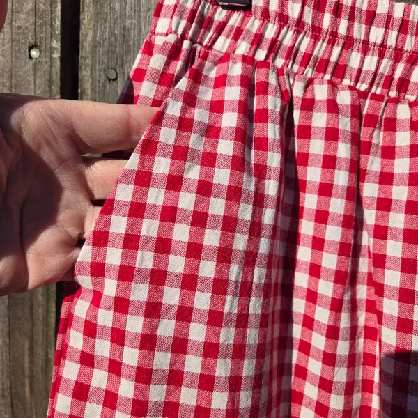 Lomon Red and White Gingham pajama Pants M - Image 5