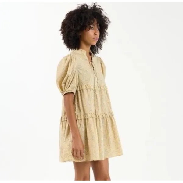 NWT Sundays Eden Celestial Bloom 100% Cotton Floral Tiered Ruffle Mini Dress‎ XS - Image 2