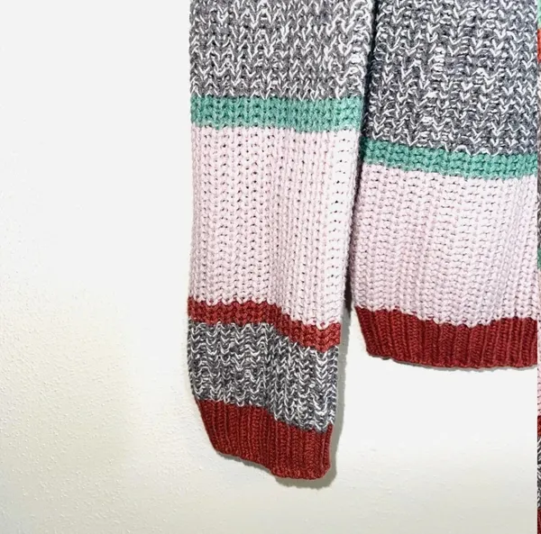 Maurices Henley Sweater Multicolor Striped V-neck Button Knit Pullover - Image 5