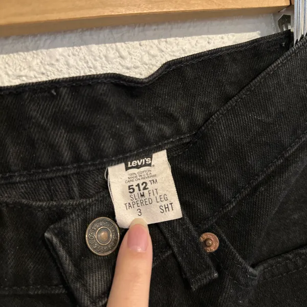 Vintage Levi’s 512 Tapered High Waisted Black Cotton Denim Jeans 3 USA - Image 7