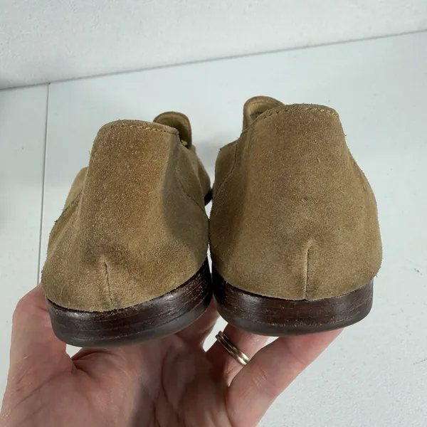 Frye Sz‎ 7.5 Loafer Suede Leather Kenzie Mic Stitch Pointed Toe Shoes Beige Tan - Image 11