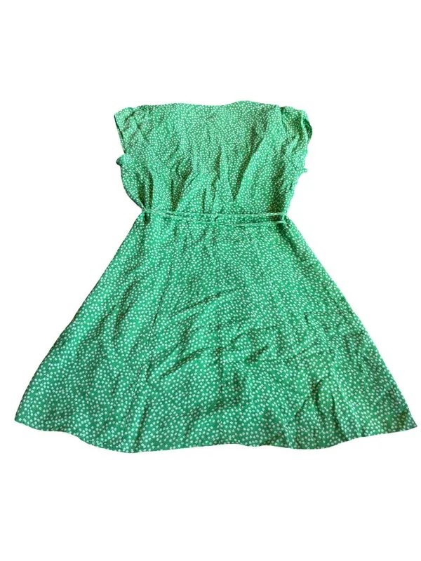 Reformation Dawn Mini Wrap Dress Green Floral Print Flowy Girly Party Size Small - Image 11