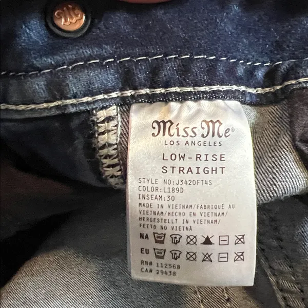 Miss Me LR Straight Leg Jeans Dark Wash 28x30 NWOT - Image 10