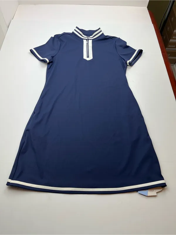 Acegolfs Blue White Color-block Short Sleeve Polo Golf Dress‎ Womens Medium NEW - Image 2