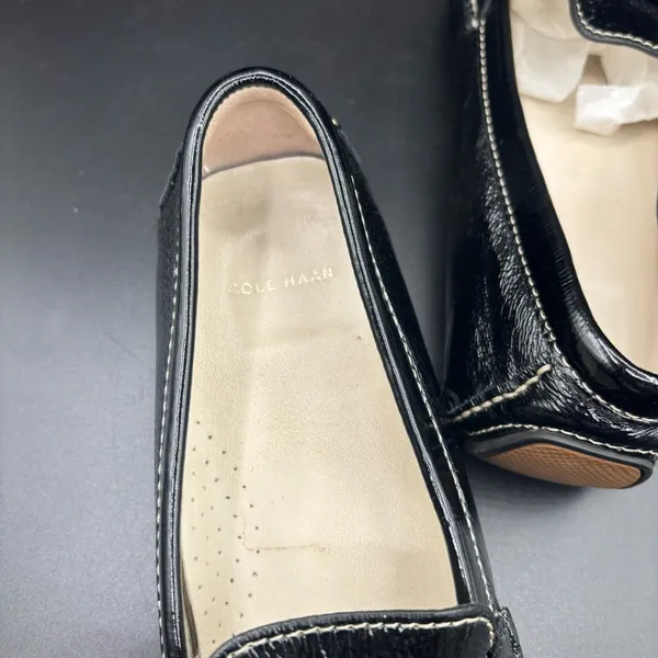 Cole Haan Women's Shoe Patent Penny Loafer Driving Black Shiny India Size 7 1/2" - Image 4